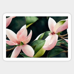 Magnolia Grandiflora Watercolor Painting Sticker